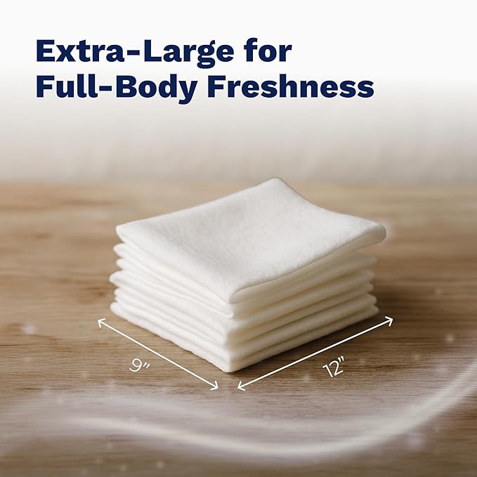 Wipes for Adult - Extra Large WashCloth, Unscented, Rinse-Free - Soft, Gentle for Sensitive Skin, Senior, Post-Surgery and Travel Hygiene