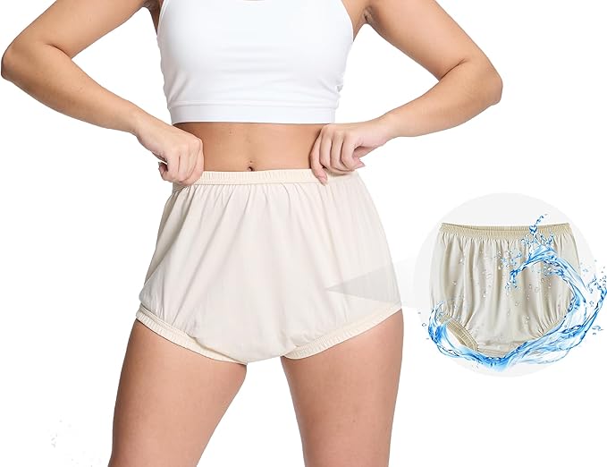 Women's Plastic Pants for Adult Diapers Incontinence Waterproof Cloth Diaper Cover Leakproof Rubber Underwear Alternative (Beige, XL)