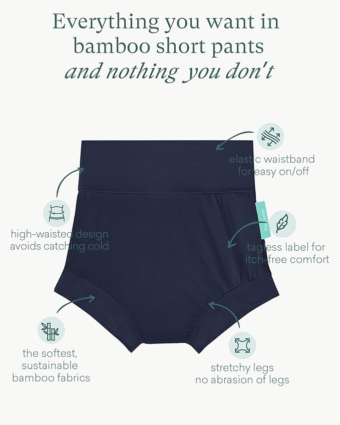 Baby Bloomers Bummies, Soft Bamboo Viscose High Waist Belly Shorts & Diaper Cover for Infant Toddler Girls Boys, 2-Pack