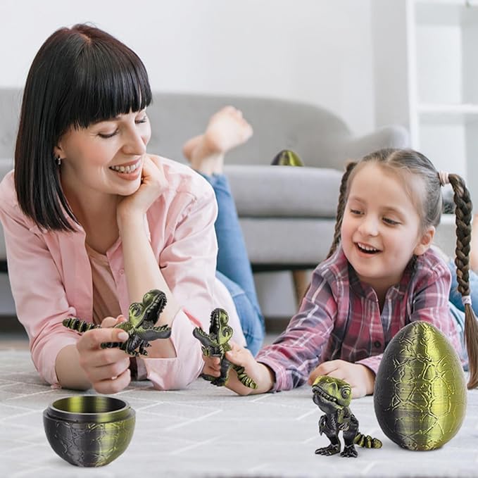 3D Printed Dragon Kids Dinosaur Toys 3D Printed Fidget Toys, Articulated Dragon Egg, 3D Dragon, Home Office Decor Executive Desk Toy 3D Printed Dragon Eggs with Dragon Inside (Black - Cyan)