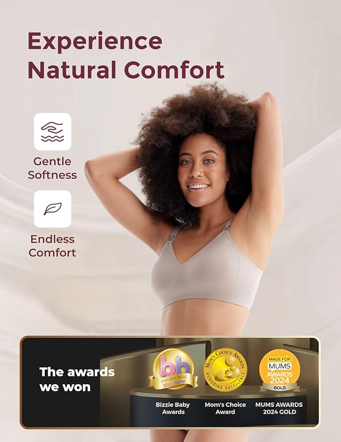 Momcozy Nursing Bras for Breastfeeding, YN21 Seamless Ultra Comfort Maternity Bra, Natural Shape, Pregnancy Sleep Bralette