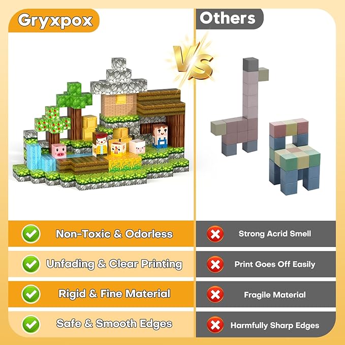 Magnetic Blocks, Magnetic Building Blocks 100pcs Gryxpox-STEM Toys for Kids Ages 3+, Magnet Tiles with Forest Animals Blocks Set, Educational Sensory Toys for Toddlers, Boys & Girls–Creative Game Gift