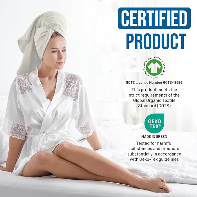 TOWELTIQUE- Organic Cotton Plush Bath Towels Pack of 4 GOTS & Oeko- TEX Certified | Premium Soft, Absorbent & Quick-Drying Towels for Bathroom, Gym, Spa & Hotel Use – Ivory