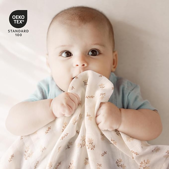 GLLQUEN BABY Muslin Swaddle Blankets 4-Pack Breathable Receiving Blankets (35" x 40") Soft Baby Blankets for Girls and Boys Newborn Essentials Muslin Burp Cloths Swaddle Wrap Baby Gift(Sunflower)