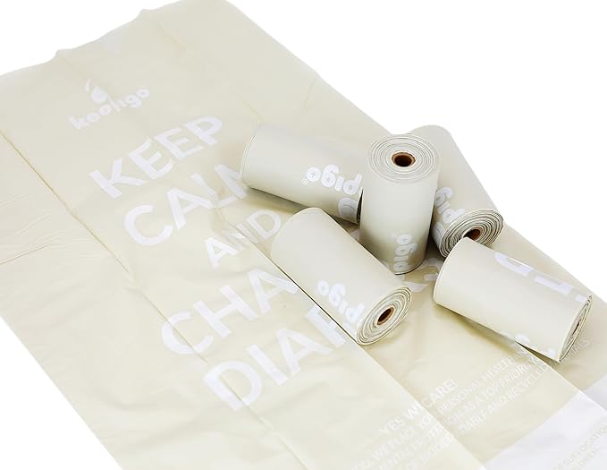 Compostable Disposable Diaper Bags Refills | 6 Rolls, 72 Leak-Proof, XL Biodegradable Baby Poop Bags | Eco-Friendly Diaper Trash Bags for Home, Travel, Pet Waste | Odor-Free,
