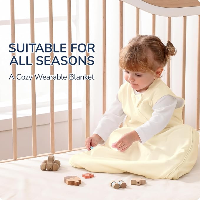 1.0 Tog 2.5 Tog Baby Sleep Sack, 100% Cotton Baby Sleeping Bag 3-24M, 2-Way Zipper Baby Wearable Blanket
