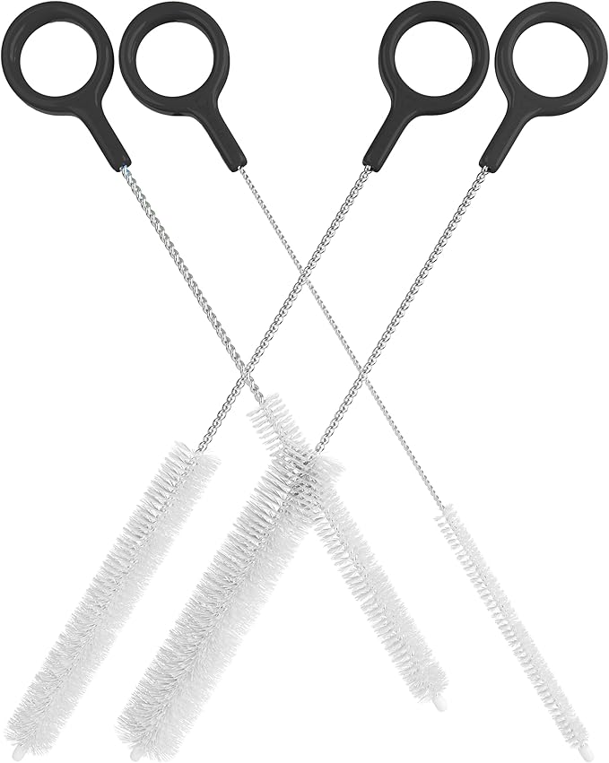 Heavy Duty Cleaning Brushes Set of 4 - Extra Long Straw Cleaners for Metal and Plastic Reusable Drinking Straws, to Clean Small Spaces, Sippy Cups, Water Bottles - Sturdy Hard Brush Bristles