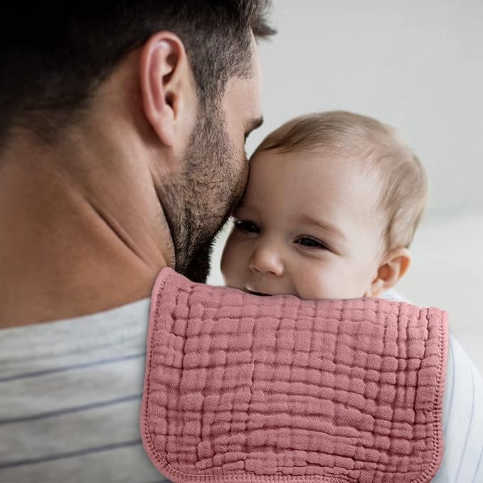 Looxii Muslin Burp Cloths 100% Cotton Muslin Cloths 12 Pack Large 20''x10'' Extra Soft and Absorbent Baby Burping Cloth for Boys and Girls (Bean Paste)