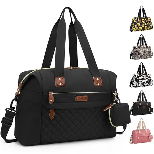 Diaper Bag Tote - Diaper Baby Bags with Pacifier Case, Shoulder Straps, Stroller Clips, Waterproof Large Mommy Maternity Travel Baby Bag for Mom and Dad, Medium, Black