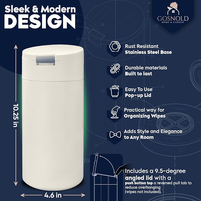 Extra Large Refillable Wet Wipes Dispenser (Cream) | Fits Clorox, Lysol, Bleach, Sanitizing Wipes | Durable Reusable Wipes Holder for Kitchen, Bathroom, Office, School | Gosnold Home & Garden