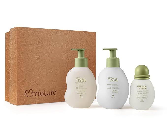 Natura – Mom & Baby Triple Care Set – Brazilian, Vegan, Hypoallergenic & Dermatologist Tested – Moisturizer, Cleanser & Cologne – Mom & Baby Bath & Body Essentials