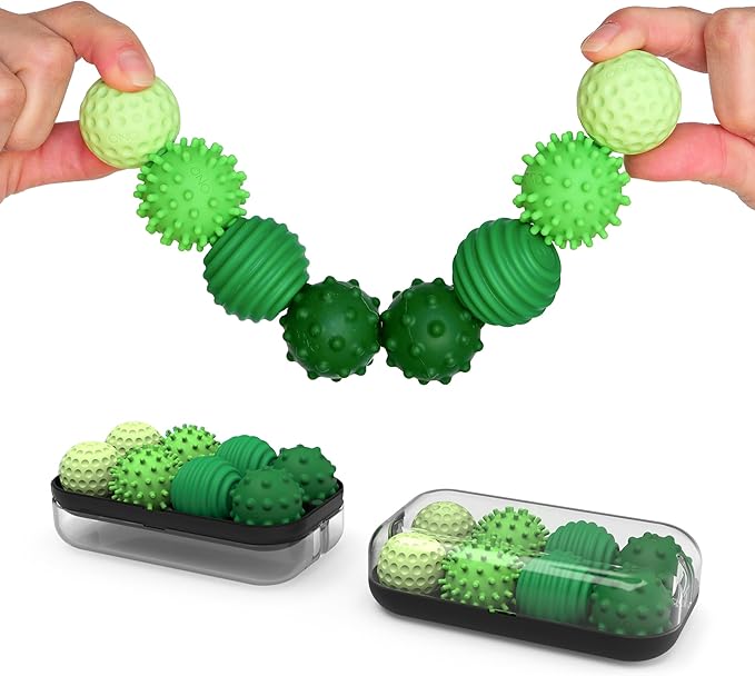 ONO Signets – Silicone Magnetic Balls with Textured Dimples, Bumps, and Waves | Fun to Play with Fidget Toy for Adults | Help Relieve Stress, Anxiety, Tension (Emerald, Set of 8)