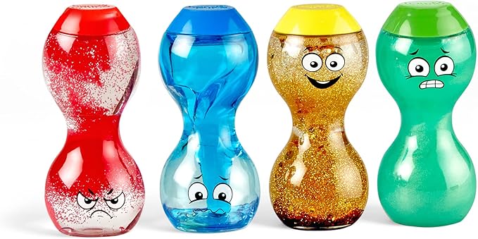 hand2mind Express Your Feelings Sensory Bottles- Primary Emotions, Toddler Sensory Toys, Quiet Fidget Toys, Play Therapy Toys, Calm Down Corner Supplies, Calming Corner, Social Emotional Learning
