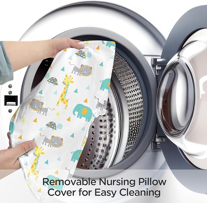 Little Grape Land Nursing Pillow for Infants, Breastfeeding Pillows, Baby Support Pillow for Nursing, Bottle Feeding, Tummy Time with Machine Washable Cover & Breathable Filling, Woodland Animals