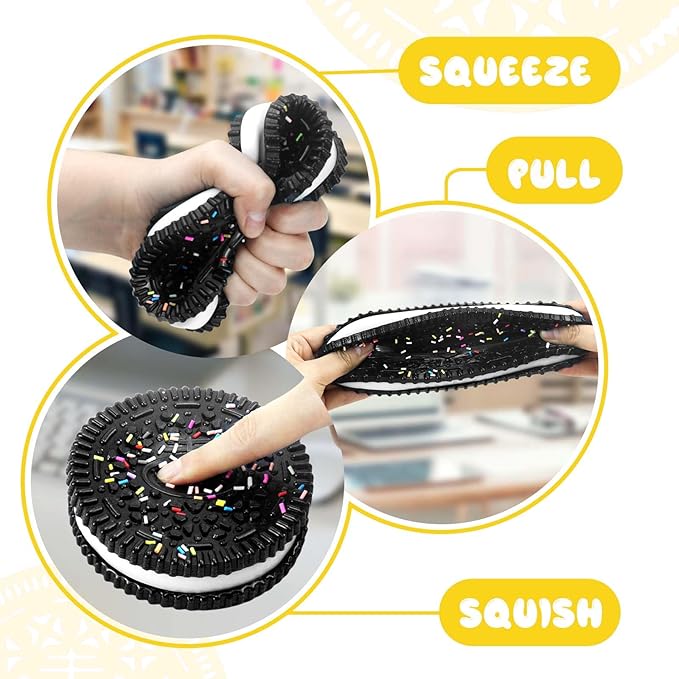 Sticky Cookie Squishies Fidget Toys Adults, Squeeze Toys Sensory Toys for Kids with Autism, Stress Balls for Adults Fidgets Birthday Gifts Party Favors for Kids(1 Pack Large Black)