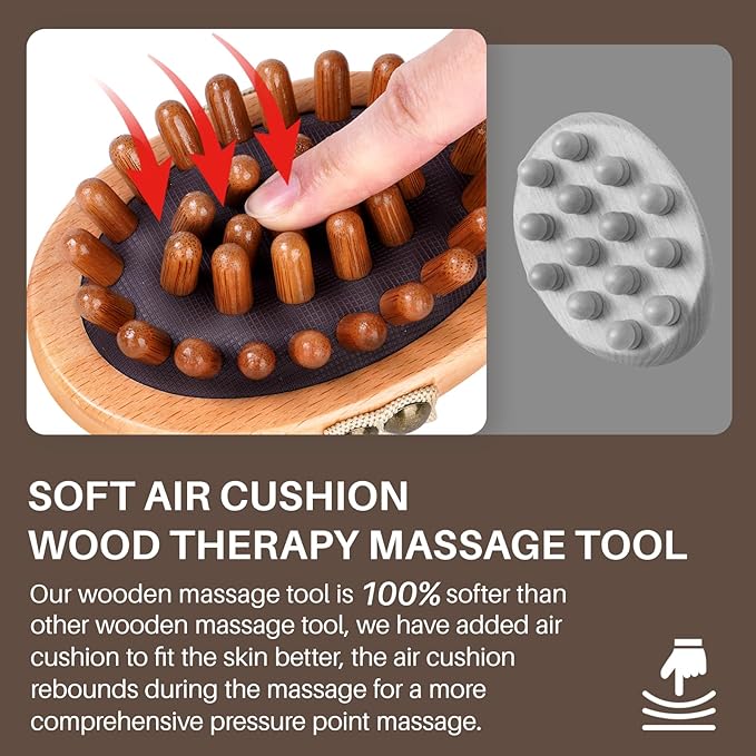 Wood Therapy Massage Tool for Belly Fat,Wooden Meridian Massage Body Brush for Cellulite Remover, Cellulite Lymphatic Drainage Massager for Body Shaping, Maderoterapia Kit for Muscle Pain Relief