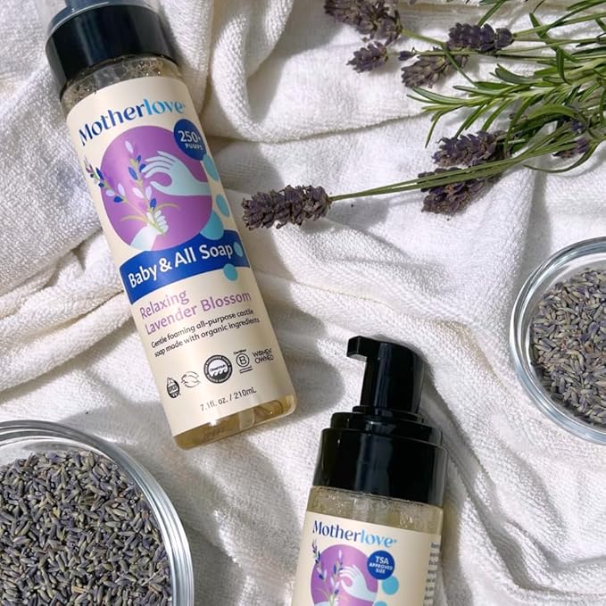 Motherlove Baby & All Soap (32 oz) Gentle Foaming All-Purpose Castile Soap Made with Organic Ingredients – Relaxing Lavender Blossom