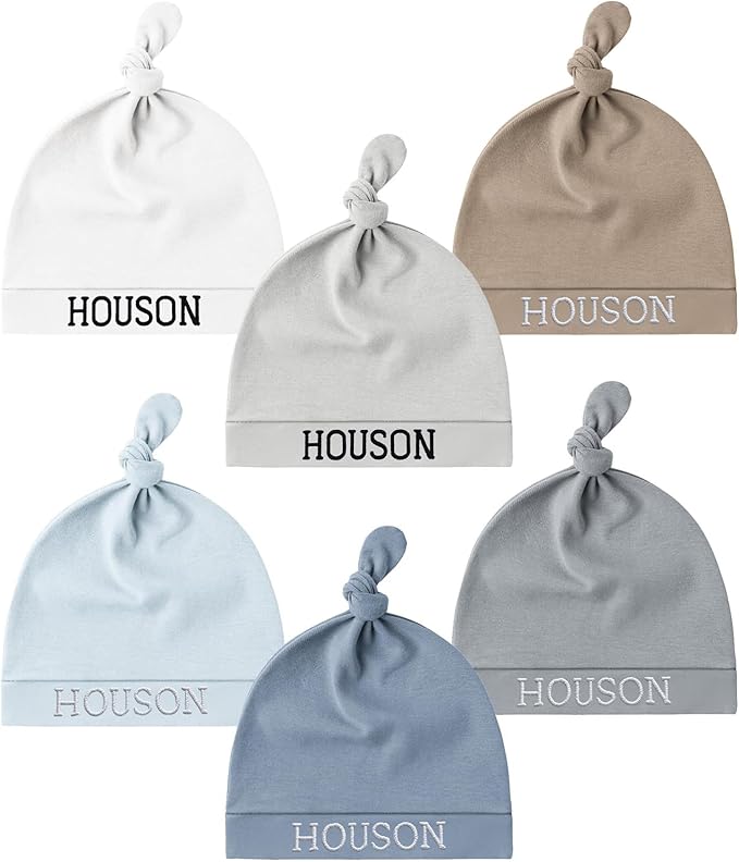 Personalized Newborn Hospital Baby Newborn Hats 3PC Set Knot Beanie Hats Soft for Infant Baby Girls Boys Caps 0-6 Months