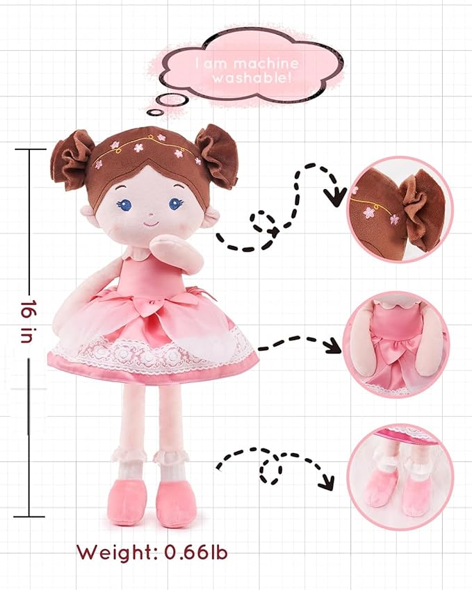 LeyaDoll Soft Baby Doll Toys (16''), My First Baby Rag Doll for 1 Year-Old Girl Birthday Gift, Christmas Plush Toys Gift for Toddler Kids Infants-Blossom-Fairy