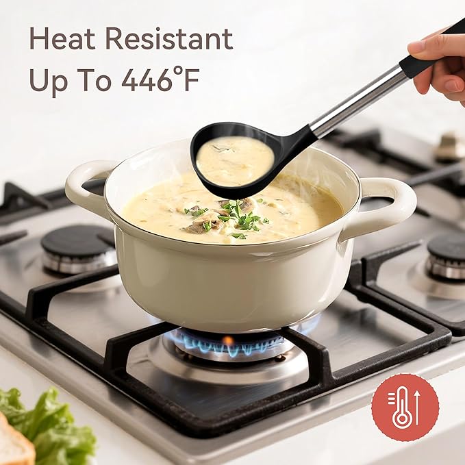 28 Pcs Silicone Cooking Utensils Set with Holder, Spatula Set, Silicone Whisk, Scissors, Measuring Cups and Spoons Set with Stainless Steel Handle Kitchen Gadgets (Black)