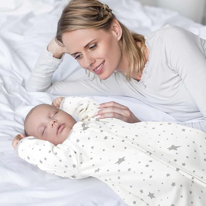 2 Pack Transitional Swaddle Sack with Arms Up & Sleeves, Mitten Cuffs, 2-Way Zipper, Sleep Sacks Blanket for Newborns - Calms Startle Reflex, Newborns Baby Boys & Girls Sleep Bag