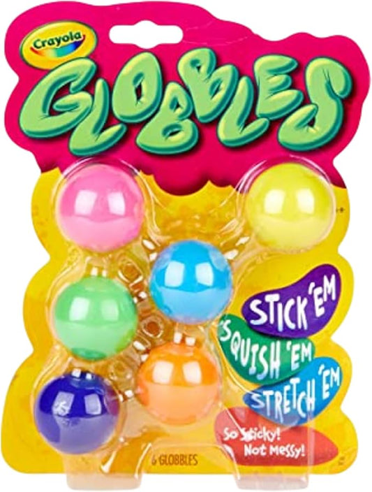 Crayola Globbles Fidget Toy (6ct), Stocking Stuffers for Kids, White Elephant Gifts, Sticky Stress Ball for Adults & Kids, Squishy Balls, Calming Sensory Toys for Stress Relief