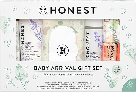 The Honest Company Baby Arrival Gift Set Newborn Essentials Welcome Box, Diapers Wipes Personal Care Diaper Rash Cream