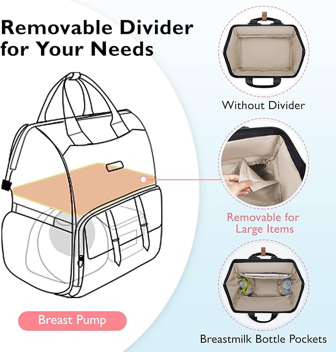 mommore Breast Pump Bag Backpack for Spectra S1,S2 Medela with Cloor Storage Bag Large Diaper Bag Backpack for Working Moms with 15.6 inch Laptop Sleeve, Black