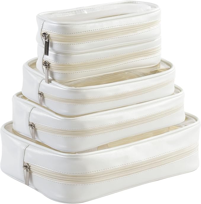 TSA Approved 5-Piece Diaper Bag Organizer Pouch Set Clear Waterproof TPU Kids Toiletry Storage Set Travel Packing Clutch Cube Bags for Baby Nursing