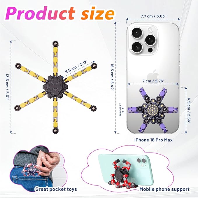 Transformable Fidget Spinners 4 Pcs for Kids and Adults Stress Relief Sensory Toys for Boys and Girls Fingertip Gyros for Party Favors Stocking Stuffers Bulk for Kids