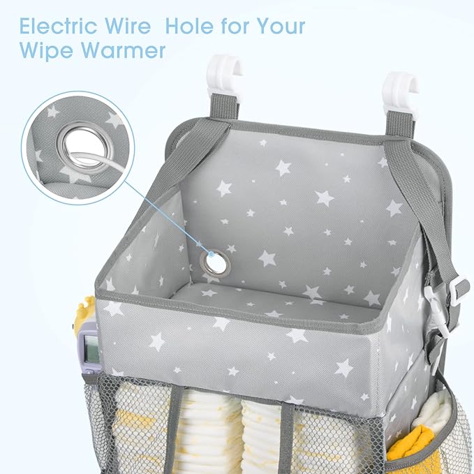 Maliton Changing Table Diaper Organizer - Baby Hanging Diaper Stacker Nursery Caddy Organizer for Cribs Playard Baby Essentials Storage (Star)