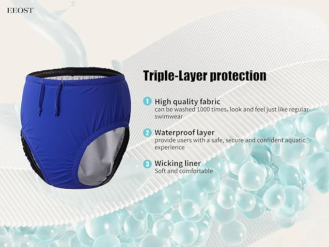 Youth Special Needs Reusable Swim Diapers Swimwear for Incontinence Cloth Diaper Covers Waterproof,Leakproof, Unisex (Blue, 3-4T)