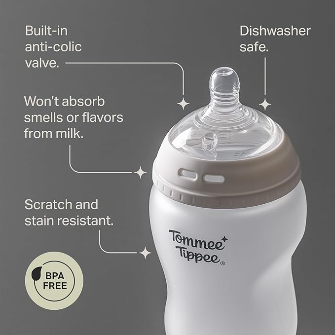 Tommee Tippee Natural Start Silicone Coated Glass Baby Bottles for Feeding from Newborn Up, 9oz, 2 Pack