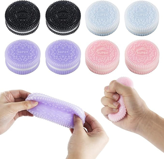 Sticky Cookie Squishies Fidget Toys Adults, Squeeze Toys Sensory Toys for Kids with Autism, Stress Balls for Adults Fidgets Birthday Gifts Party Favors for Kids(8 Pack Pink Black Green Purple)