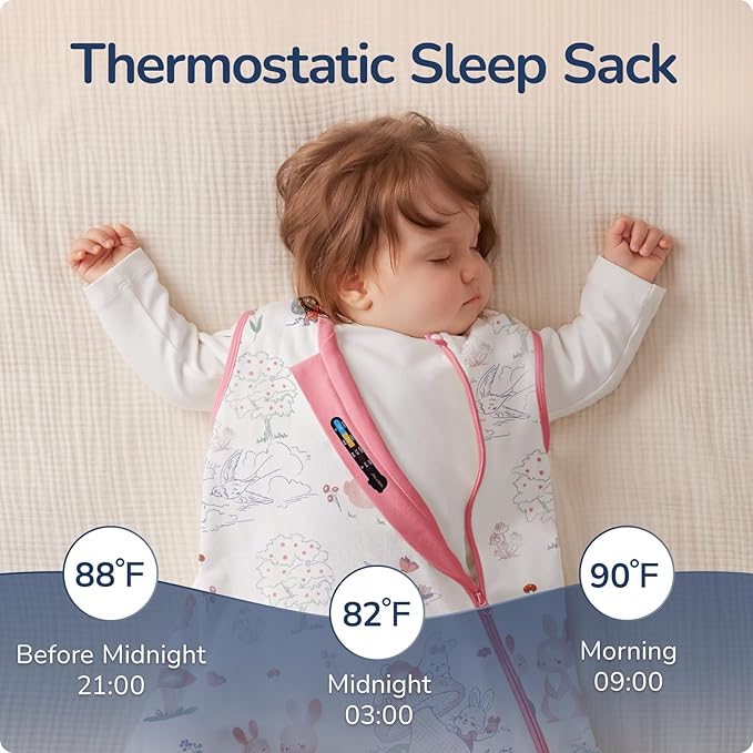1.0 Tog 2.5 Tog Baby Sleep Sack, 100% Cotton Baby Sleeping Bag 3-24M, 2-Way Zipper Baby Wearable Blanket