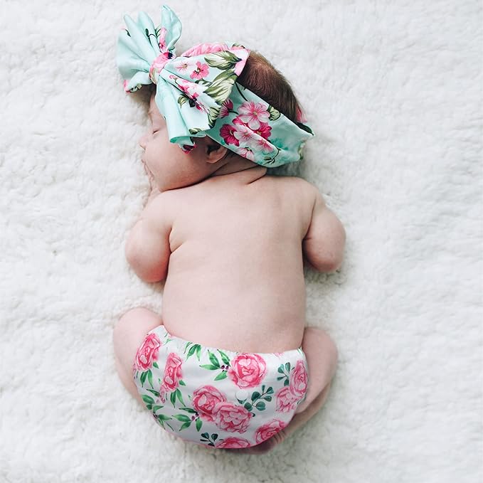 wegreeco Cloth Diapers 5 Pack with 5 Inserts, Washable Cloth Diapers for Babies, One Size Adjustable Reusable (Pink Girly)