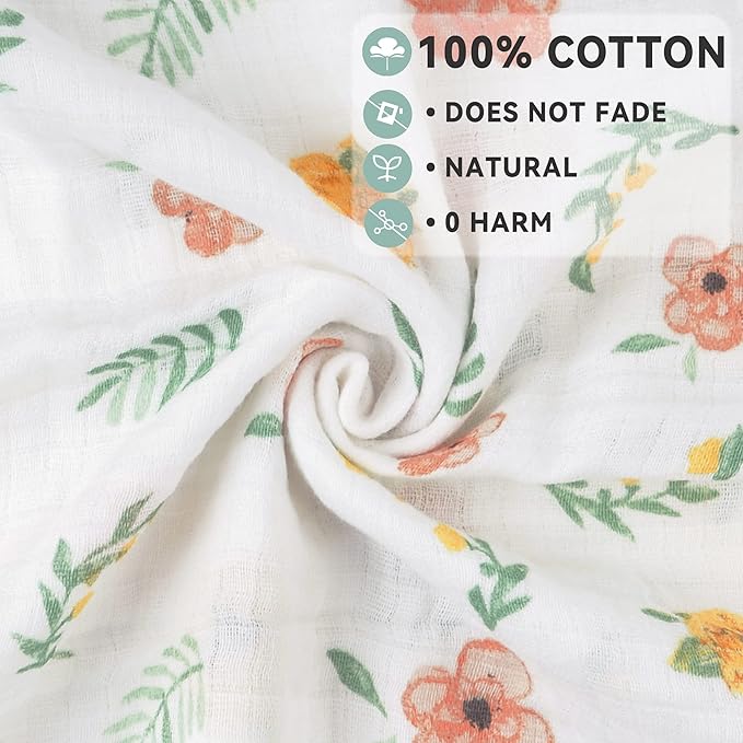 Viviland Muslin Swaddle Blanket, Baby Swaddle Blanket for Boys & Girls, Nursery Receiving Blanket for Newborn, Baby Swaddle Wrap Soft Silky & Breathable, 4 Packs, 47 X 47In