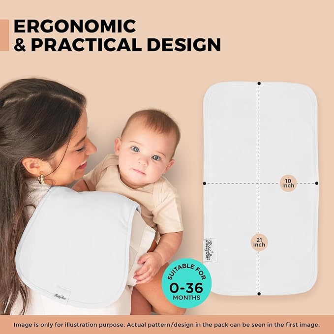 Premium 5-Pack Large Organic Cotton Burp Cloths – 3 Layers, Ultra Soft & Absorbent Burping Towel for Newborn Babies