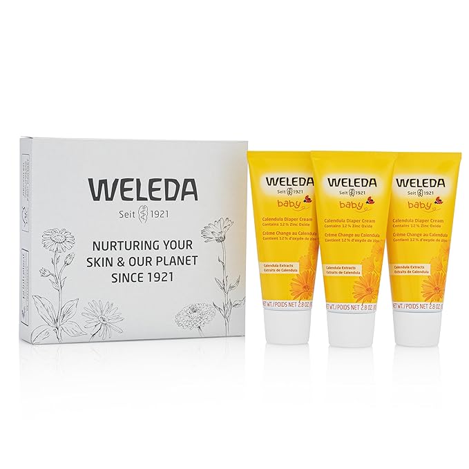 Weleda Baby Calendula Diaper Cream, 2.8 Fluid Ounce (Pack of 3), Plant Rich Protection with Calendula, Chamomile, Sweet Almond Oil, Lanolin and Zinc Oxide