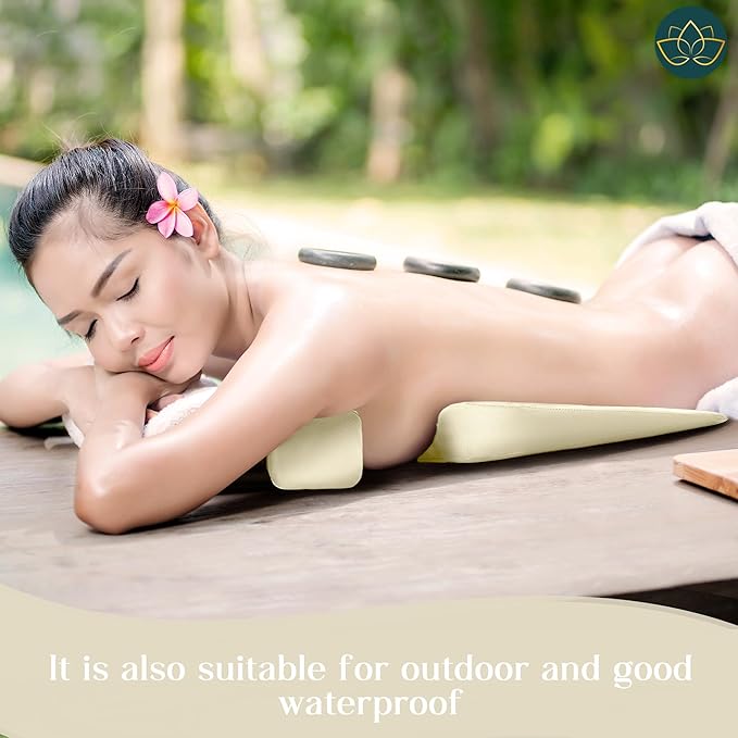 EASY SPA Massage Table Breast Pillow Upgraded for Larger Bust Sizes(AA-С+), Wedge Cushion, Comfort Bolster Wedge, Prone Pillow (Cream White) for Sleep or After Surgery