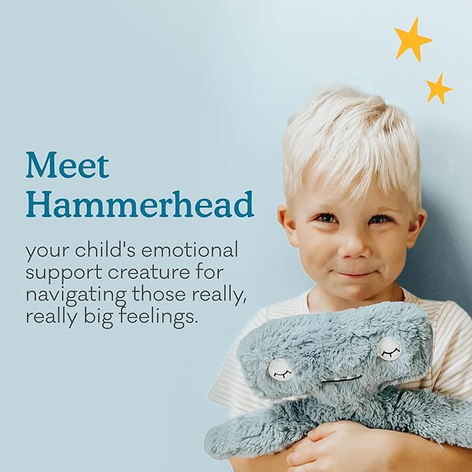 Slumberkins 14" Hammerhead Kin & 2 Board Books Complete Set Bundle | Promotes Conflict Resolution, Social Skills & Responsibility | Social Emotional Development (Hammerhead Kin Plush + 2 Board Books)