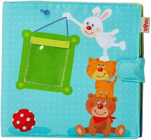 HABA My First Photo Album - Soft Fabric Baby Book, Baby Album Fits (8) 4"x6" Photos, Sensory Toys for Babies, Baby Books 12-18 Months & Up