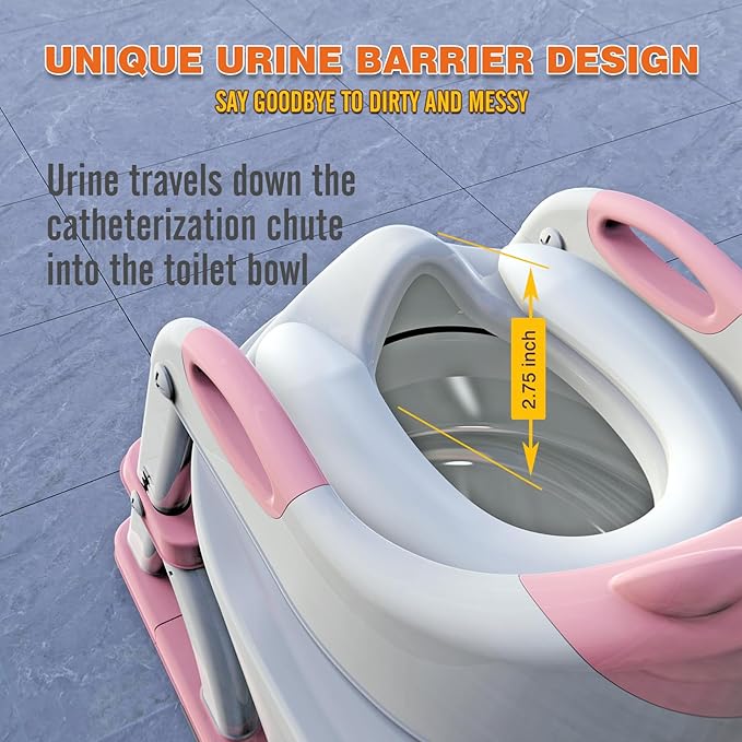 Potty Training Seat, SKYROKU Upgrade Toddler Toilet Seat for Kids Boys Girls, 2 in 1 Potty Training Toilet, Splash Guard Anti-Slip Pad Step Stool,New Sector-Shape Stabilized Base (Pink)