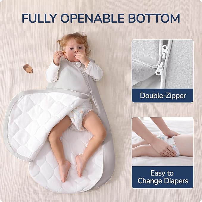 1.0 Tog 2.5 Tog Baby Sleep Sack, 100% Cotton Baby Sleeping Bag 3-24M, 2-Way Zipper Baby Wearable Blanket