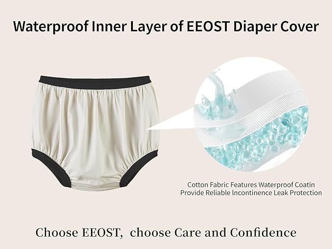 Adult Diaper Cover for Incontinence Noiseless Leak-Protection Underwear Plastic Pants Over Diapers Waterproof Rubber Pants (Black, 3XL(Men Size))