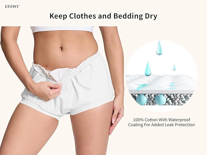 Women's Plastic Pants for Adult Diapers Incontinence Waterproof Cloth Diaper Cover Leakproof Rubber Underwear Alternative (White, 2XL)