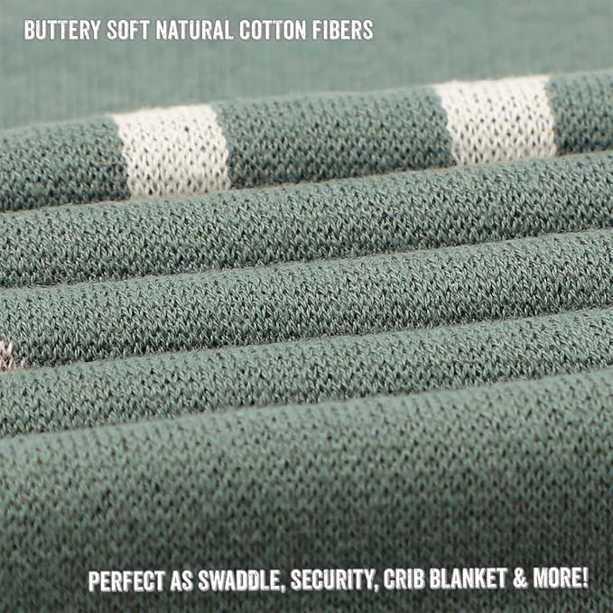 Soft Baby Swaddle Receiving Blanket - 100% Cotton Knit Soft Cozy Receiving Swaddling Quilt Blanket for Shower Gift Registry for Newborns, Infants, Toddlers (Deer - Sage)