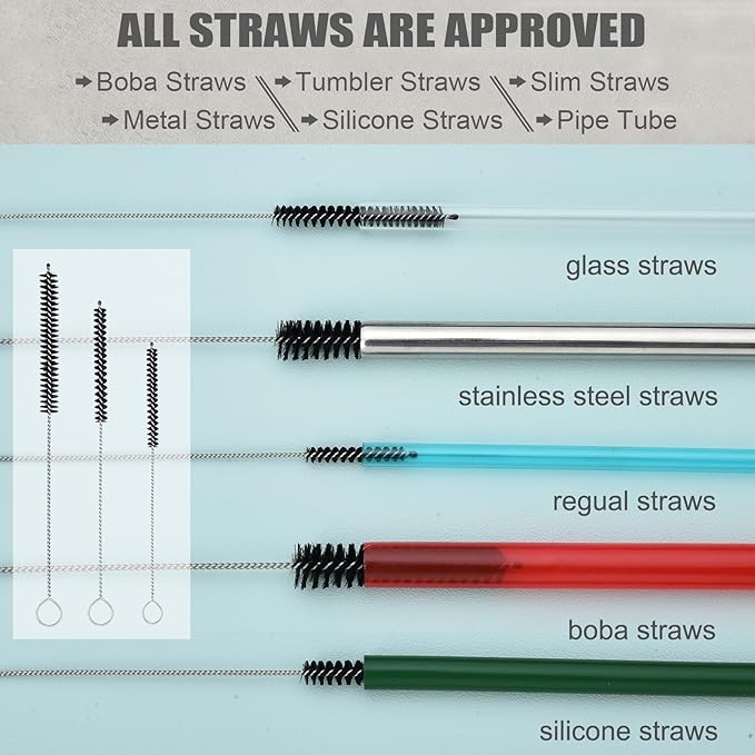 ALINK 8 Pack Black Bottle Brush Cleaning Set with Stand, Long Handle Bottle Cleaner with Holder for Narrow Neck Beer Wine Brewing Bottles, Stanley Water Bottles, Baby Bottles, Tumblers, Carafe, Straws