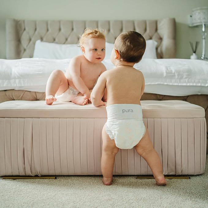 Pura Hypoallergenic Diapers, Size 1 (4-11 lbs), Newborn, Totally Chlorine Free, Wetness Indicator, Suitable for Sensitive Skin, Soft Organic Cotton Comfort, Overnight, 1 Pack of 32 Baby Diapers