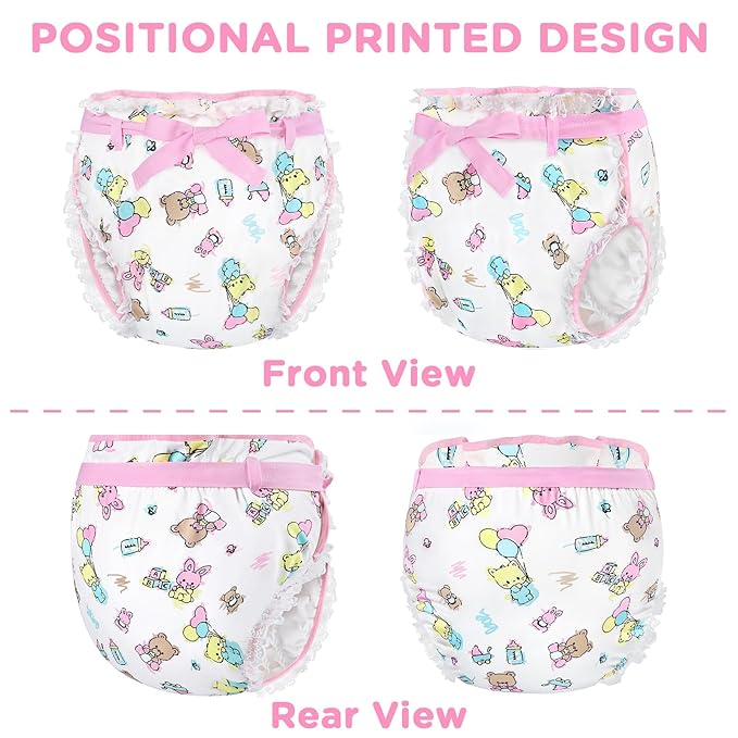 Littleforbig Silky Adult Ribbon Omutsu Diaper Wrap Cover Washable Adjustable Reusable Waterproof - Baby Cuties S